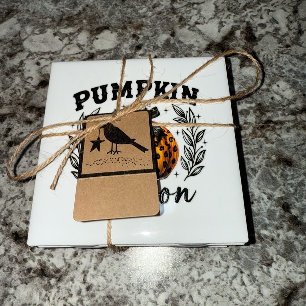 Pumpkin Themed Ceramic Coaster